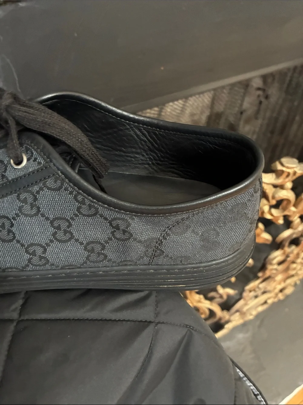 Gucci Men’s Black GG Monogram Low-Top Sneakers